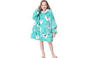 Uluvus Oversized Blanket Hoodie, Wearable Flannel Blanket Hoodie Gifts for Girls Boys Women, Super Soft Warm Sweatshirt