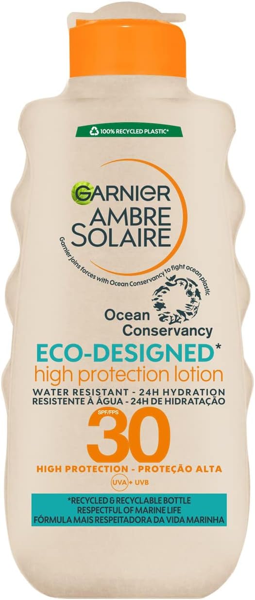 Garnier Ambre Solaire SPF30 Eco Design Sun Cream Lotion 200ml Water Resistant