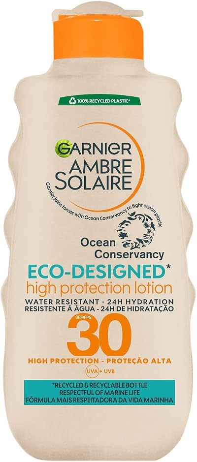 Garnier Ambre Solaire SPF30 Eco Design Sun Cream Lotion 200ml Water Resistant