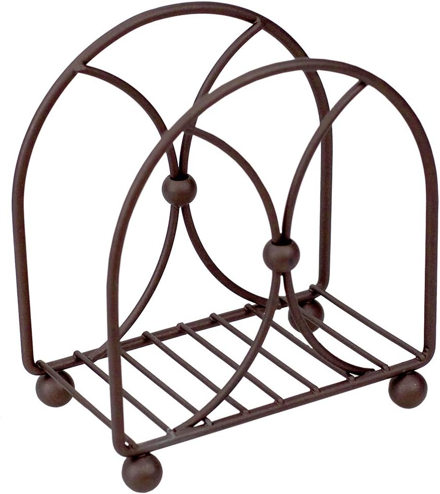 Home Basics Arbor Collection Rustic Heavy Duty Steel Napkin Holder Organizer Stand, Elevated Base, Oil Rubbed, Bronze