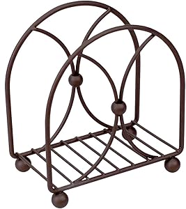 Home Basics Arbor Collection Rustic Heavy Duty Steel Napkin Holder Organizer Stand, Elevated Base, Oil Rubbed, Bronze