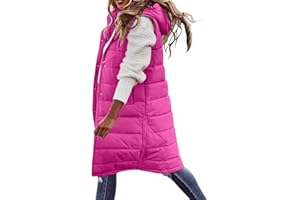 Generic Women's Quilted Vest Hooded Puffy Jackets Winter Warm Sleeveless Coat Plus Size Zip Up Puffer Vests with Pockets