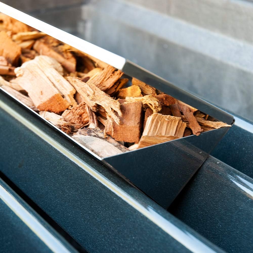 Charcoal Companion Stainless Steel V-Shape Smoker Box For Gas Grill Wood Chips (Long) - CC4066: Garden & Outdoor