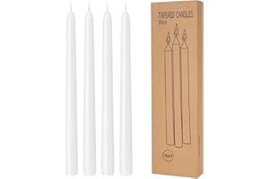 4 Pack White Taper Candles - Taper Candles 10 Inch Dripless, Smokeless & Unscented - 8 Hours Long Burning - Hand Poured Tall 