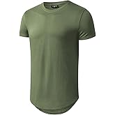 LETAOTAO Long Shirts for Men Hip Hop Shirts Longline Tie Dye Shirts Hipster Gym T Shirts Scallop Tee(Regular&Big and Tall)