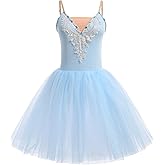 Ballet Leotard for Women Swan Lake Costume Floral Print Professional Ballerina Tulle Tutu Dance Dress