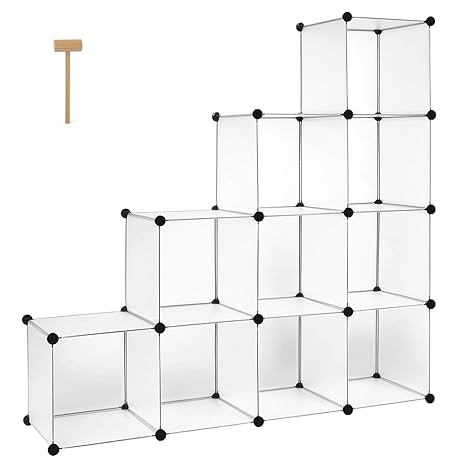 HOMFA Schrank DIY Kleiderschrank Regalsystem Stufenschrank Bücherregal Weiß Ohne Türen 35x35x35cm