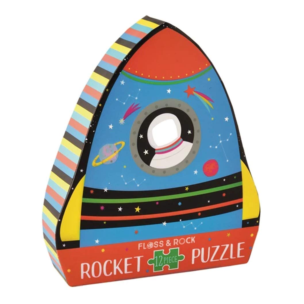 Floss & Rock 12 Piece Shaped Jigsaw with Shaped Box (Rocket)