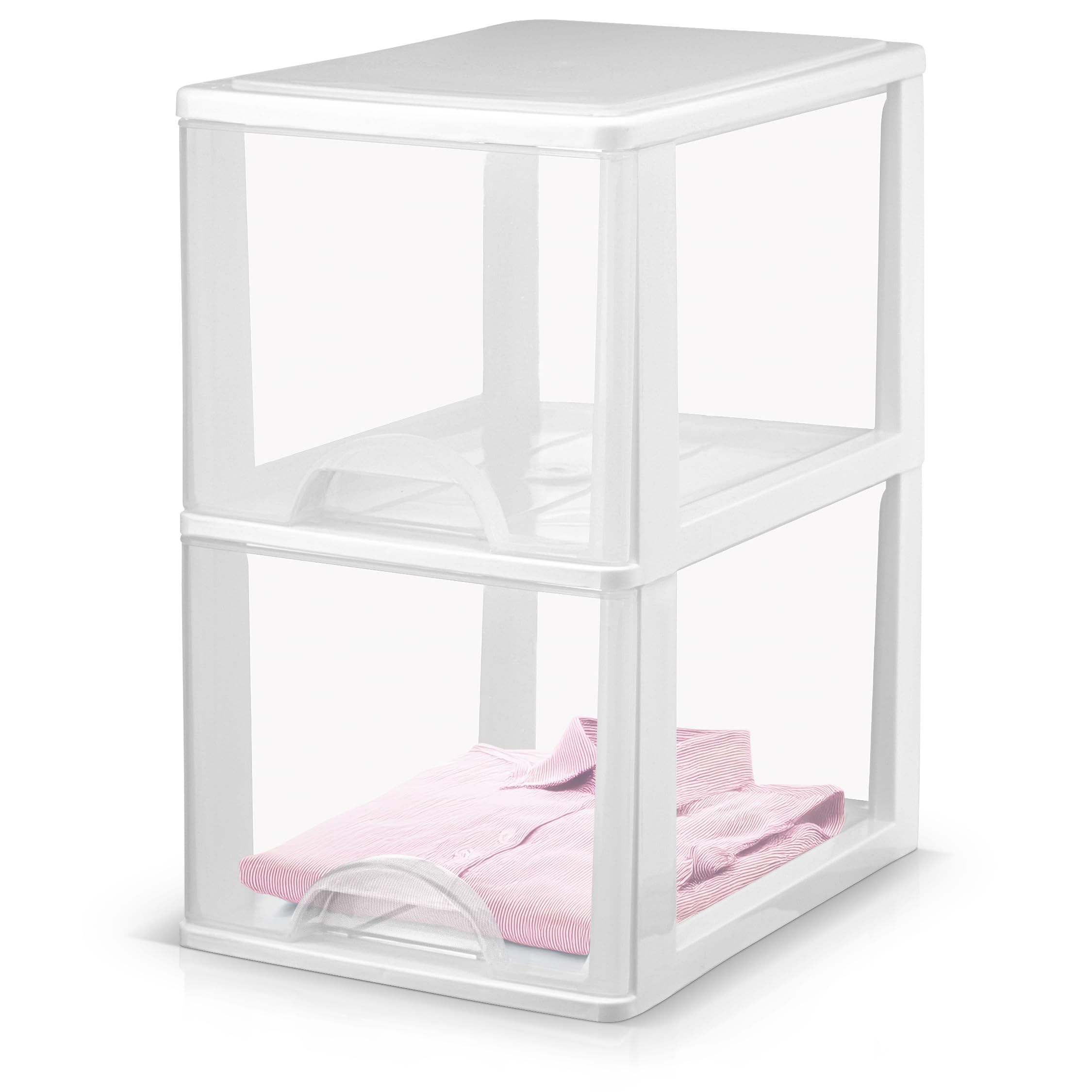 Plastic Small 2-Drawer Storage Organizer, Slim