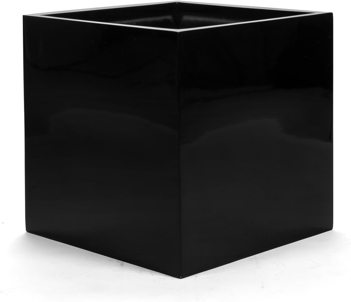 Planter"Luca No. 1 Cube" Black Glossy Square Fibreglass *2 Year Guarantee* - 40x40x40cm - F025