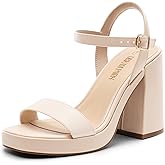DREAM PAIRS Heels for Women Block Chunky Platform High Heels Open Toe Fashion Wedding Party Evening Prom Dance Ankle Strap Dress Pump Sandals Shoes