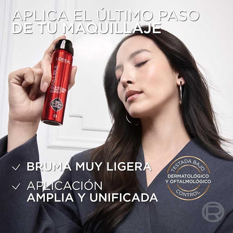 L'oréal paris infaillible makeup setting spray, à prova d'água, permanece até 36 horas, 75 ml