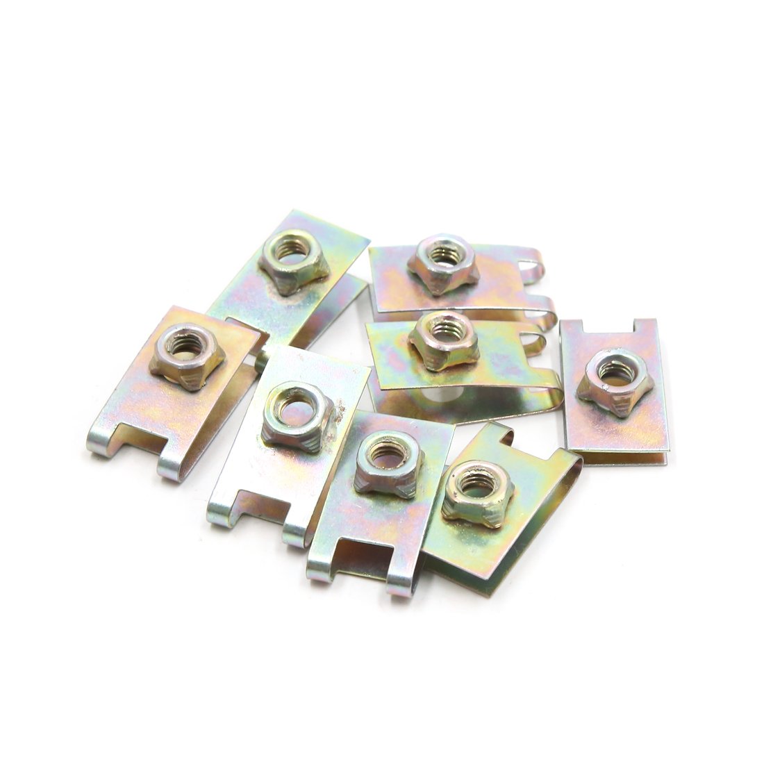 sourcing map 8Pcs 6mm Thread Metal Fastener Car Auto Bumper U-Type Clips Retainers Rivets