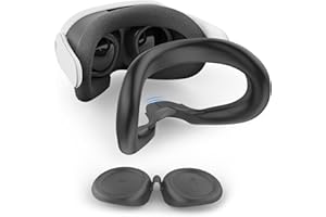 Relohas Deluxe VR Accessories for Meta Quest 3, Safe 2 in 1 Silicone Case Set for Oculus Quest 3, Include Upgraded Lens Protector, Face Cover (Black)
