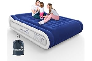 Luxchoice Queen Air Mattress with Built in Pump Blow Up Mattress with Raised Pillow Quick Inflation Durable Camping Air Mattress Air Bed colchones inflables for Home Guests Travel