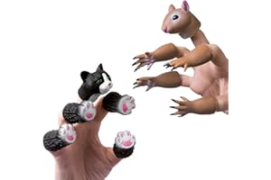 AQKILO Finger Puppet Set, Animals Puppet Show Theater Props, Novelty Toys Weird Stuff Gifts (Squirrel & Cat)