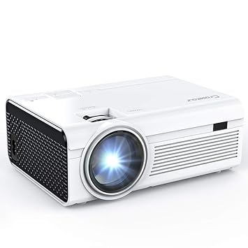 Projector, Crosstour Mini LED Video Projector Home Theater Supporting 1080P 55,000 Hours Lamp Life Compatible with HDMI/USB/SD Card/VGA/AV and Smartphone/Fire TV Stick