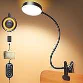Glocusent Clip on Light, 72 LEDs Clip on Lamp with Amber Night Light, 3 Colors & 5 Brightness Bed Lamp, 30/60-Min Auto Off Timer, Perfect Eye Caring Reading Lamps for Bed/Headboard/Table/Desk
