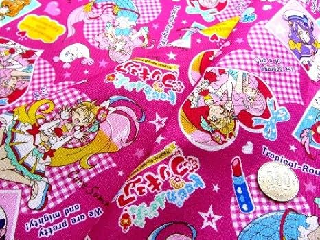 Amazon 40cm単位で販売 キャラクター 生地 トロピカルージュ プリキュア 濃ピンク 手芸 生地 キャラクター 布 はぎれ ハギレ カットクロス ピロル 布 生地 通販