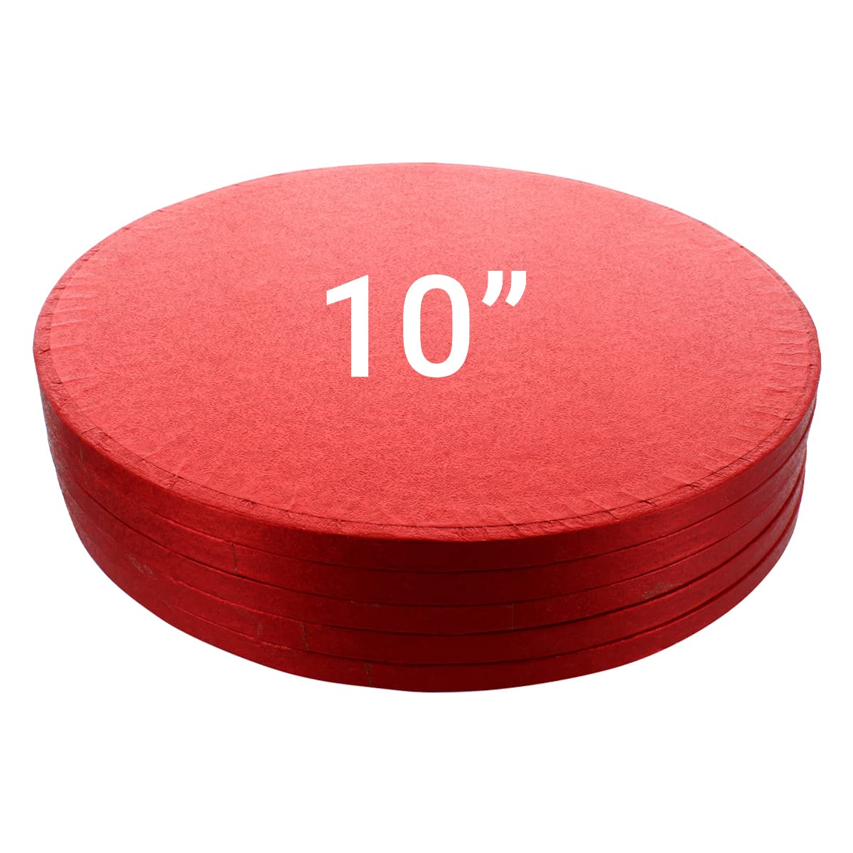 Culpitt Cake Board, Cake Drum, Red, 10 Inch (254mm) Round, 0.5 Inch (13mm) Thick, (Pack of 5 Boards)