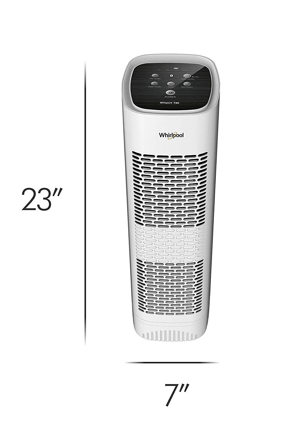 Whirlpool WPT80P Whispure True Hepa Air Purifier, Activated Carbon Advanced Anti-Bacteria, Ideal for Wildfire, Allergies, Odors, Pet Dander, Mold, Smoke and Germs, Large, White