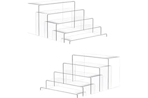 Goabroa 2 Sets 10 Pcs Acrylic Display Risers, Clear Rectangular (7"-8"-9" L) Risers Display Stands, Acrylic Stands for Jewelry, Cupcake, Perfume, Figures