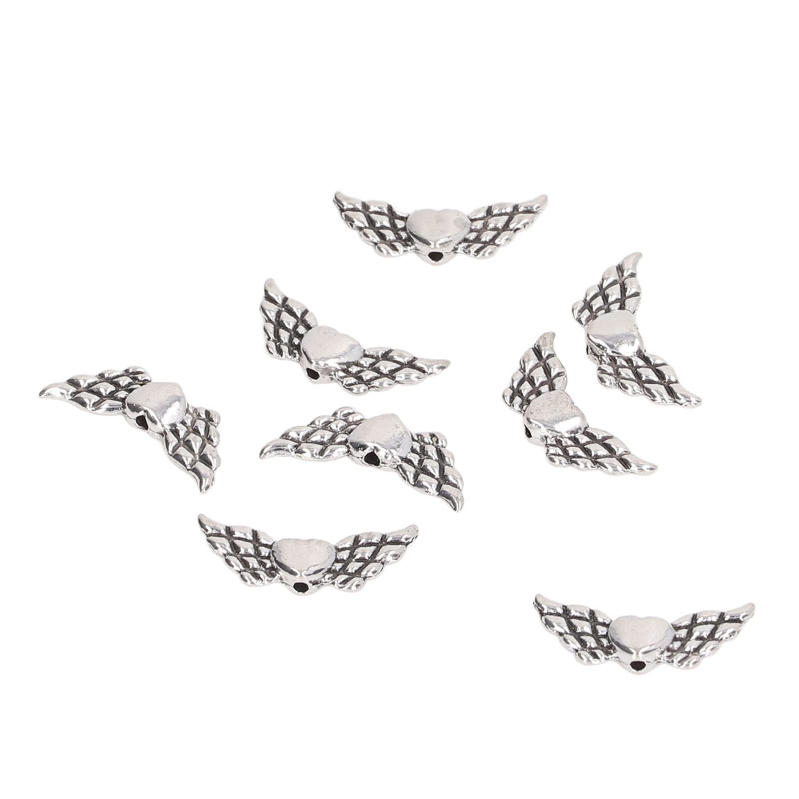 Antique Silver Filigree Angel Angel Charm, Wing Spacer Beads, 50Pcs Wing Spacer Beads for Craft Jewelry DIY Beads Assortments Beading Jewelry Making