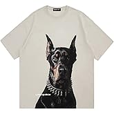 Vamtac Mens Oversized Doberman Graphic Tees Shirt Casual Summer Tops Streetwear Aesthetic T-Shirt