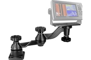 WINDFRD Aluminum Fish Finder Mount, Marine Electronics Mount with Reinforced Dual-Joint Adjustable Arm for 7"-16" Large Depth Finder Display, Compatible with Garmin, Lowrance, Humminbird and More