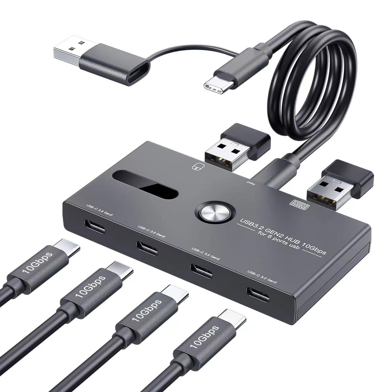 Photo 1 of 10Gbps USB C Hub, 6 Ports USB C Splitter, Type-C and USB 3.2 to USB C Hub for PC, Laptop, MacBook Pro/Air, iMac, Surface Pro, Chromebook, Etc(HUB ONLY, Not Support Charging/Monitor)