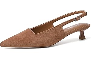 Mostrin Slingback Kitten Heels for Women Pointed Closed Toe Heels Low Pumps Shoes for Party Work Office