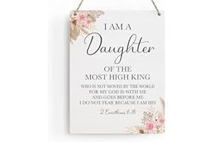 BELLOWDEER Inspirational Scripture Wall Art Bible Verses 2 Corinthians 6:18 Wooden Hanging Sign Prayer Room Decor Religious Gift Christian Wall Decor for Home Office Bedroom Baby Girls Room Nursery 8x10 Inches