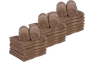 Casa Lino 24 Pack Wash Cloths Set, (12" X12) 100% Cotton wash Cloths, wash Cloths for Your face and Body, Highly Absorbent & fingertip Soft wash Cloths for Your face and Body, Brown