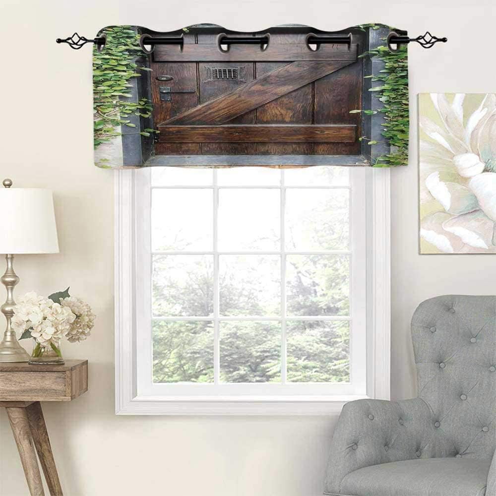 Hiiiman Grommet Top Blackout Curtain Valance Window Treatment Rustic