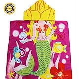 Hooded Mermaid Towel for Kids Beach and Pool Towels Super Soft Quality Children's Towels for Ages 1 to 6 Years Old| Large Size 48 X 24 for Girls | Super Absorbent| Poncho Style for Toddlers - Mermaid