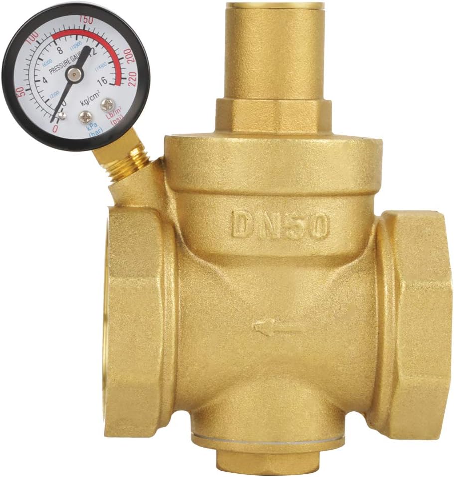 DN50 Brass Water Pressure Regulator Valve with Adjustable Flow Pressure Regulator Protect Plumbing (DN50)