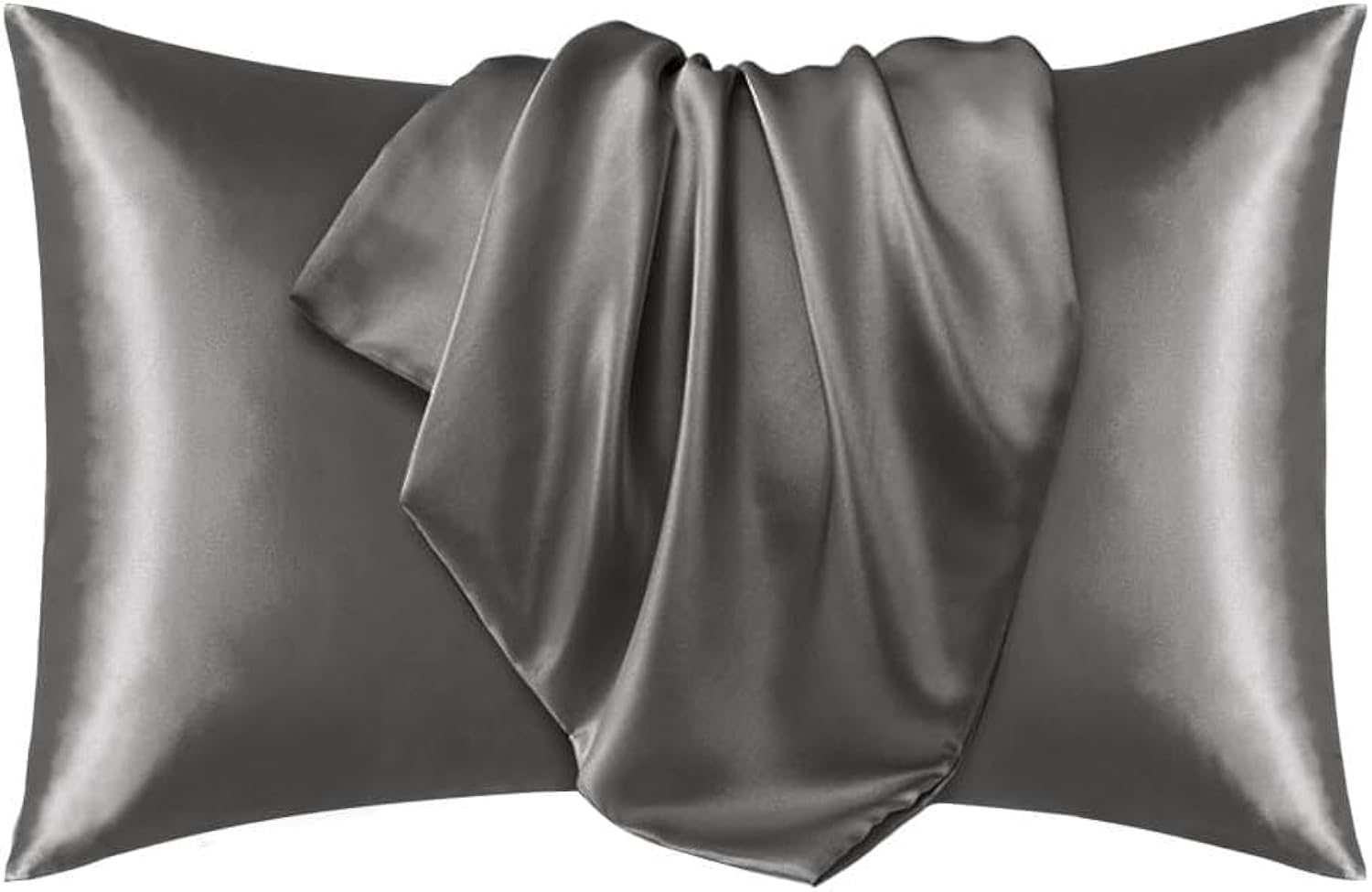 Juwenin Silky Satin Pillowcases Queen Standard For Facial Beauty Hair Health Face Care Hypoallergenic Set Of 2pcs (Dark grey) โ image 1