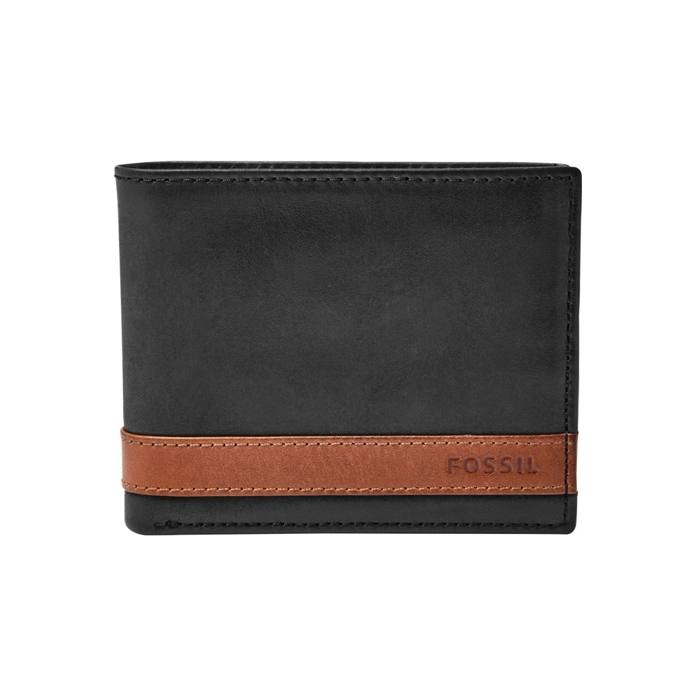 Fossil Wallet for Men Quinn, - 100% Leather Bifold black 11.43 cm L x 1.9 cm W x 8.89 cm H ML3644001