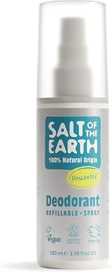 Salt of the Earth Natural Deodorant Spray 100ml Unscented Vegan Refillable Long