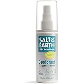 Salt of the Earth - Unscented Refillable Natural Deodorant Spray - 100% Natural Origin Ingredients - Vegan, Long Lasting Protection - 3.38 fl oz