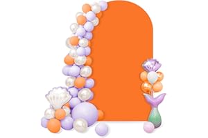 YMHPRIDE 7.2 FT Wedding Arch Cover Backdrop Orange Spandex Fitted Arch Stand Covers Stretchy Backdrop Panels,2-Sided Fabric Arch Wall Backdrop for Wedding Party Birthday Baby Shower Ceremony Decoration
