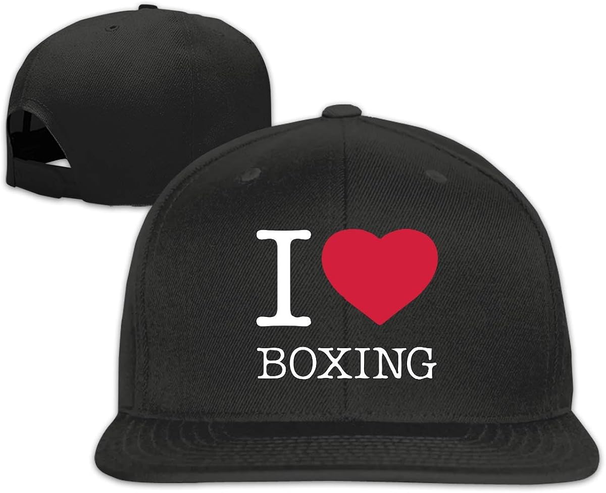 Unisex Baseball Cap I Love Boxing Adjustable Hip Hop Flat Brim Hat
