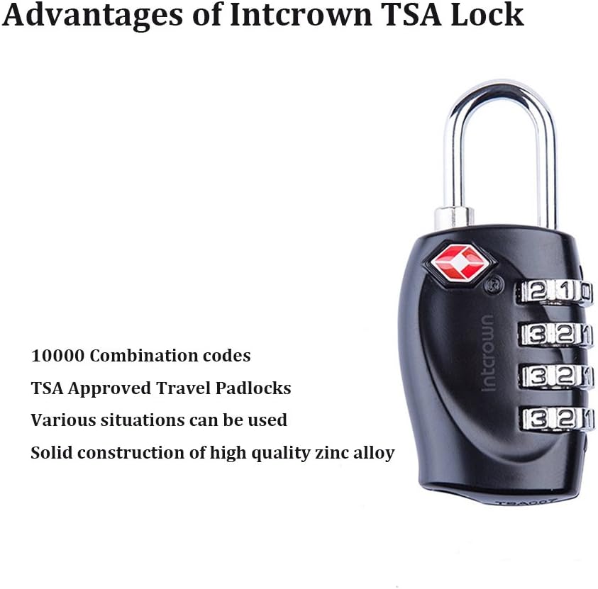 Intcrown Gym Lock 4 Digit Padlock TSA Approved Combination Lock for Luggage Suitcase Gym and Sports Lockers 2 Pack - - 