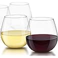 JoyJolt Spirits Stemless Wine Glasses for Red or White Wine (Set of 4)-15-Ounces