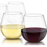 JoyJolt Spirits Stemless Wine Glasses for Red or White Wine (Set of 4)-15-Ounces