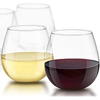 JoyJolt Spirits Stemless Wine Glasses for Red or White Wine (Set of 4)-15-Ounces