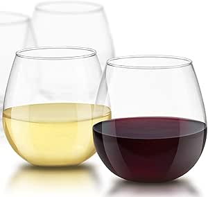 JoyJolt Spirits Stemless Wine Glasses for Red or White Wine (Set of 4)-15-Ounces