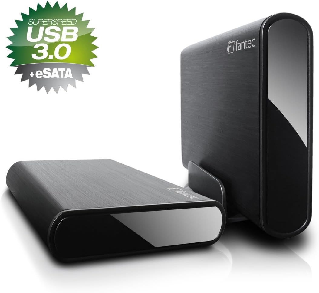 FANTEC Aluminium External Enclosure 8.9 cm/3.5 Inch SATA HDD with Backup Function, Black black black 2TB