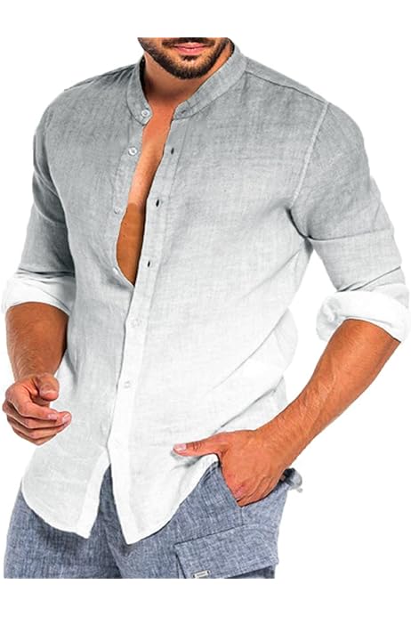 Camisas Elegantes Para Hombres Camisa Hombre Manga Larga Cuello