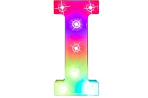 Glintee LED Letter Lights Sign Light Up Letters Sign for Night Light Wedding/Birthday Party Battery Powered Christmas Lamp Home Bar Decoration- (Colorful I)